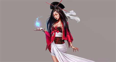 Online Crop Hd Wallpaper Fantasy Sorceress Black Hair Girl Long