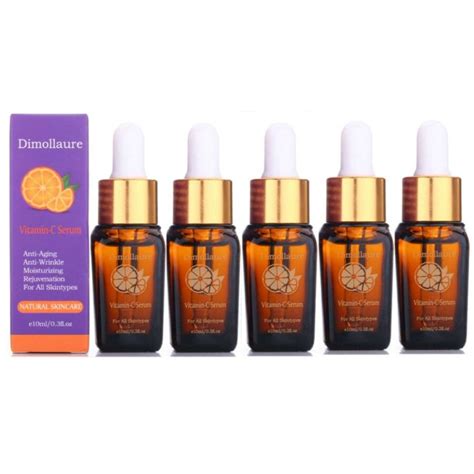 * 5ชิ้น Dimollaure วิตามินซีเซรั่มผิวขาวกำจัดฝ้ากระฝ้าแผลเป็นสิวรงค ...