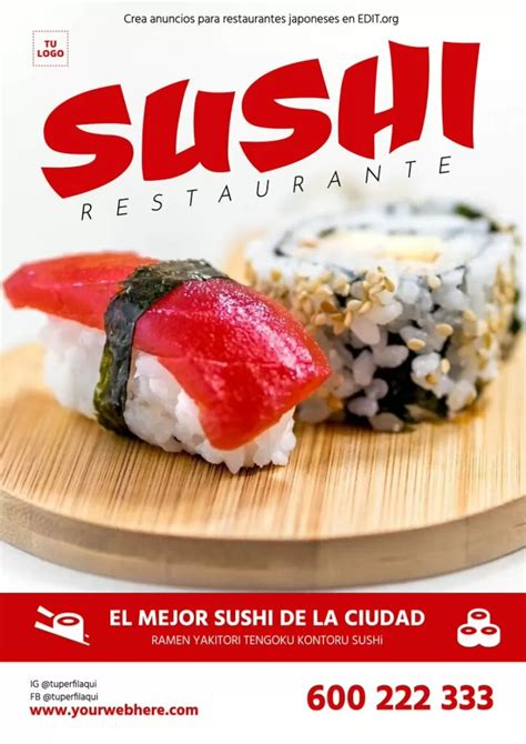 Criar designs personalizados do menu de sushi japonês