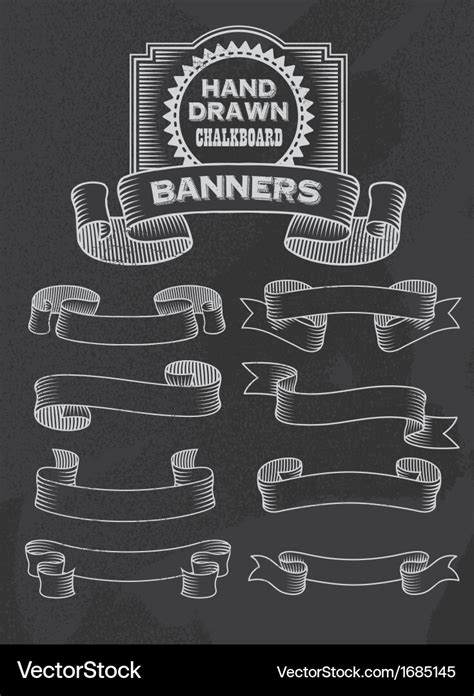 Chalkboard Banner And Ribbon Design Set Royalty Free Vector