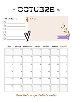 Plantilla Calendario Mensual Boho Minimalista Nude Templates By