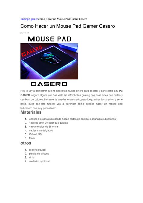 Iniciopc Gamer Como Hacer Un Mouse Pad Gamer Casero Iniciopc Gamercomo