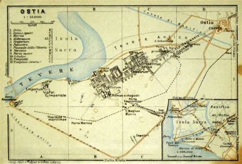 OSTIA ALTER STADTPLAN mappa della città vecchia datiert 1931 EUR 15