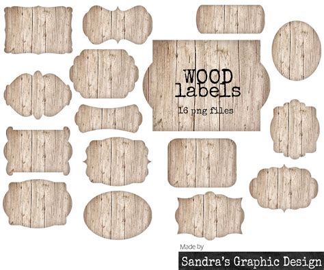 Wood Labels Clipart With 16 Light Brown Labels In Different