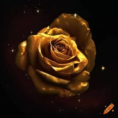 Dramatic Roses In Outer Space Covered In Gold On Craiyon