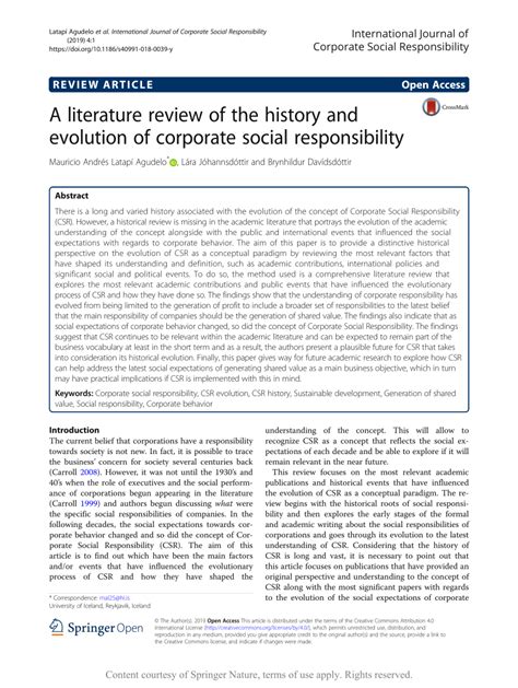 Pdf A Literature Review Of The History And Evolution Of Corporate