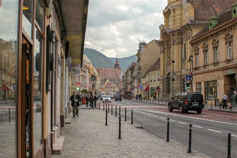 Street of the Brasov Old Town. Editorial Photography - Image of houses ...