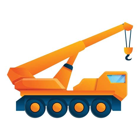 Construction Vehicle Crane Icon Cartoon Style Vector Art At