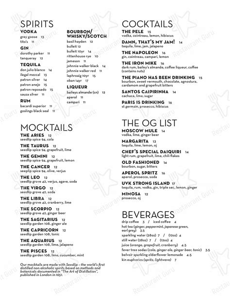 Menu at Urban Vegan Roots restaurant, New York City