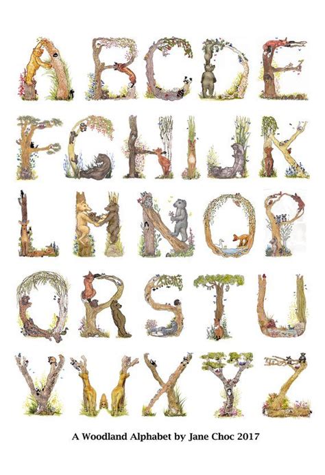 Woodland Alphabet Woodland Alphabet Alphabet Embroidery Monogram Fonts