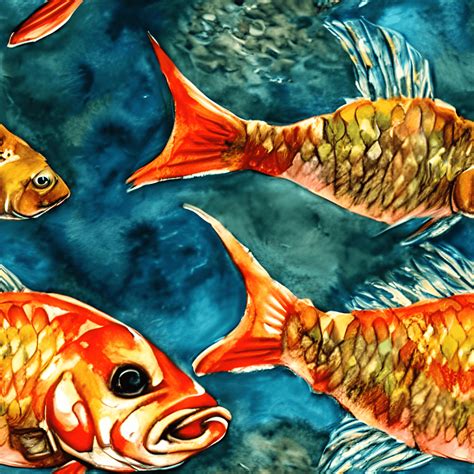 Watercolor Fish Pattern · Creative Fabrica