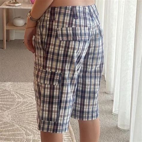 Cute Plaid Long Shorts Jorts Baggy Wide Leg Fit Depop