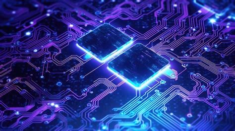 Blue and purple technology circuit | Premium AI-generated image