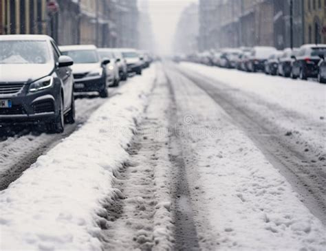 Snowy City Streets Create Dangerous Driving Conditions Generated By Ai