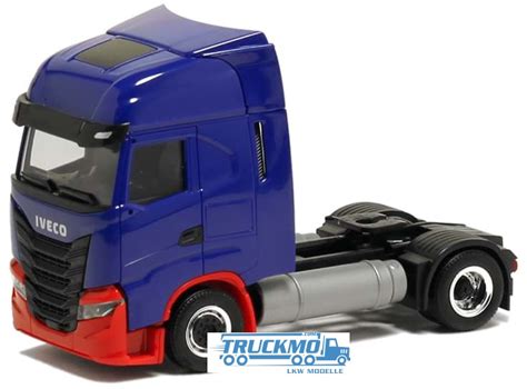 Herpa Iveco S Way LNG Blau Rot 600568 TRUCKMO Lkw Modelle Und