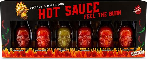 Thoughtfully Gourmet Mini Skull Hot Sauce T Set Flavours Include Chipotle Pepper Garlic