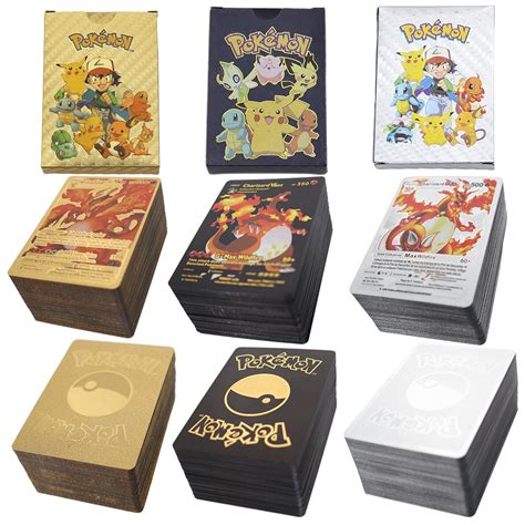 55pcs Español Pokemon cartas Vmax GX Energy Charizard Pikachu oro Metal