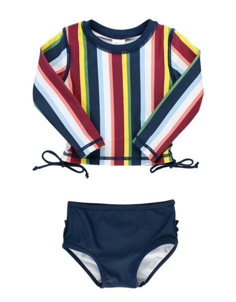 RUFFLE BUTTS CROPPED LONG SLEEVE RASH GUARD BIKINI Poco Loco