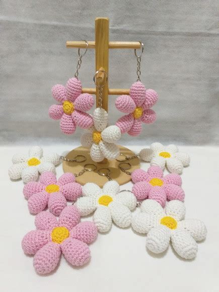 Chaveiro Flor Amigurumi Crochê Kit c 10 Peças Elo7