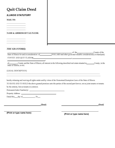 Free Fillable Illinois Quit Claim Deed Form Printable Forms Free Online