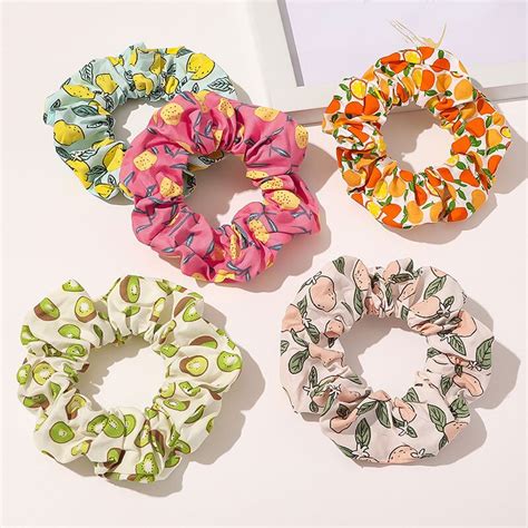 Scrunchies Para El Cabello Con Forma De Melocot N Y Aguacate Para Mujer