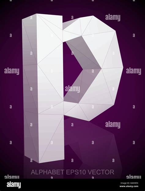 Abstract White 3D Polygonal Lowercase Letter P With Reflection Low