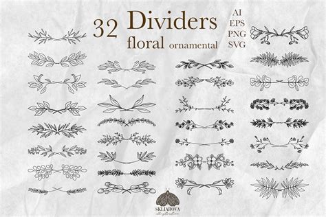 Floral Text Dividers Svg Png Eps Graphic By Happywatercolorshop · Creative Fabrica