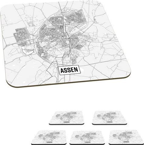 Onderzetters Voor Glazen Stadskaart Assen 10x10 Cm