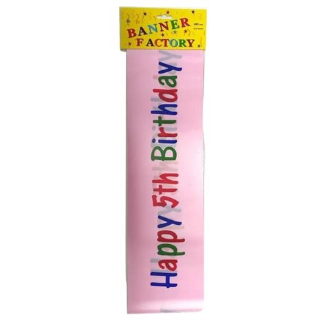 Wholesale Happy 5Th Birthday Banner Pink With Card