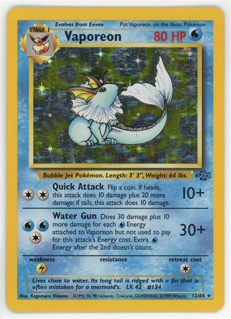 Pokemon Vaporeon Jungle Set Holo Rare Nm Lp Froggers House Of Cards