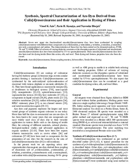 Pdf Synthesis Spectral Characterization Of Azo Dyes Derived From