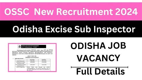 Odisha Job Vacancy Odisha Excise SI Recruitment 2023 YouTube