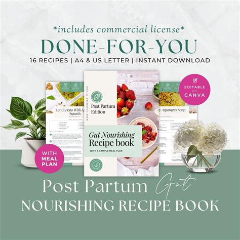 Post Partum Recipe Book And Meal Planner Gut Health Content Grocery