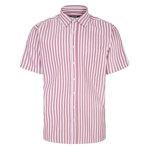 Bigdude Short Sleeve Striped Summer Shirt Red Bigdude