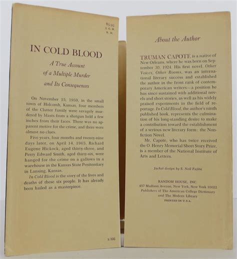 In Cold Blood By Truman Capote St Edition From Bookbid Rare