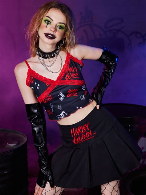 Harley Quinn Romwe Cami Corto Con Letra Con Estampado De Cr Neo Con