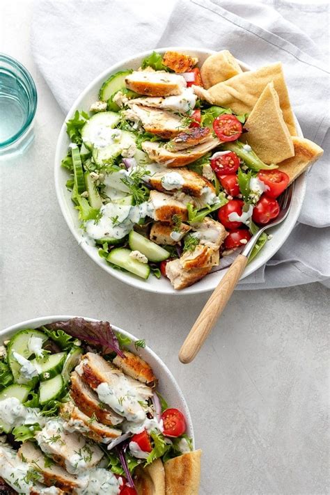 Chicken Gyro Salad with Creamy Dill Dressing - Nourish and Fete