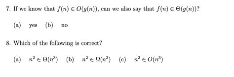 Solved 7 If We Know That F N ∈o G N Can We Also Say That