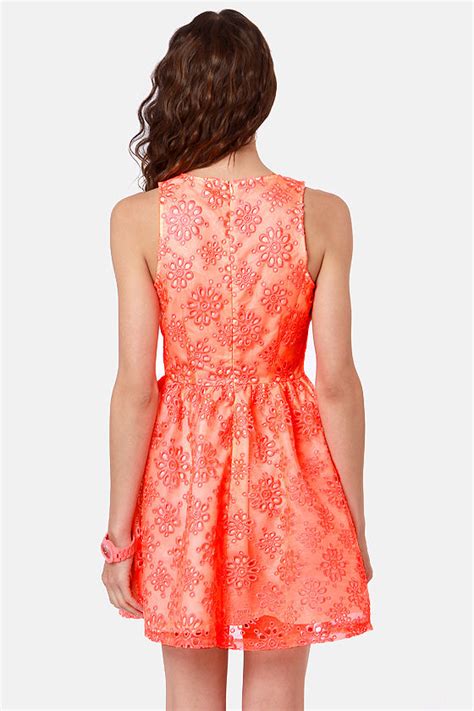 Cute Neon Orange Dress Lace Dress 62 00