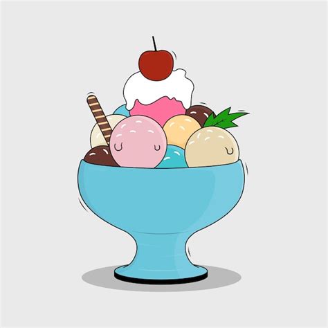 Una Delicada Ilustración De Vector De Helado Vector Premium