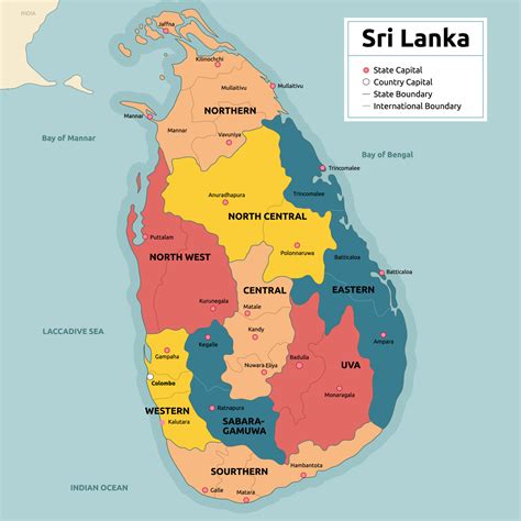 detallado país mapa de sri lanka 21659380 Vector en Vecteezy