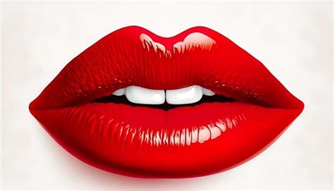 Premium Photo Red Female Lips On A Plain White Background Generate Ai