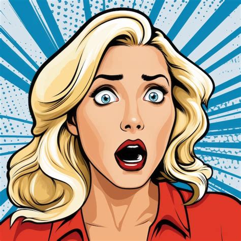 Premium Photo Vivid Pop Art Illustration Of Shocked Blonde Woman