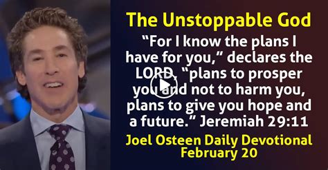 Joel Osteen February 20 2024 Daily Devotional The Unstoppable God