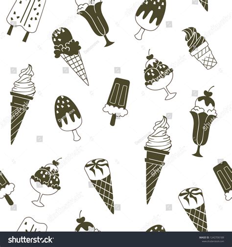 Hand Drawn Ice Cream Seamless Pattern Stock Vector Royalty Free