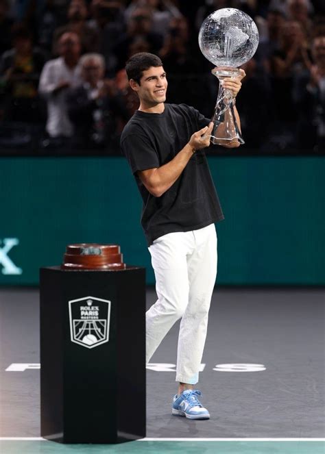 Carlos Alcaraz Receiving The 1 Trophy In Paris