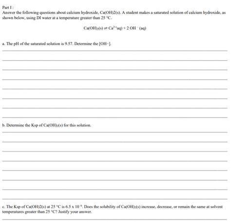 Solved Part I: Answer the following questions about calcium | Chegg.com