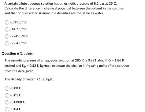 A Certain Dilute Aqueous Solution Has An Osmotic Chegg