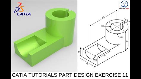 Catia Tutorials Simple Part Design Exercise 11 Cadtech Mahi Youtube