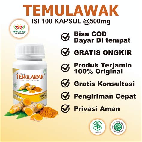 Jual Kapsul Ekstrak Temulawak Original Isi Jamu Herbal